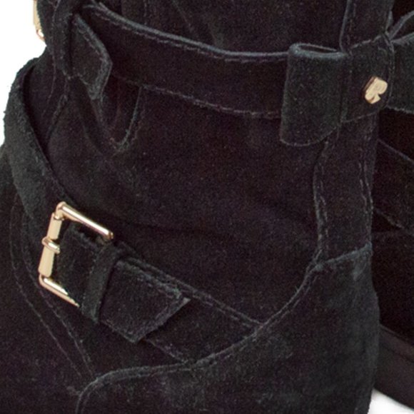 Kate Spade Sabina Black Suede Buckle & Bow Boots - Picture 11 of 14